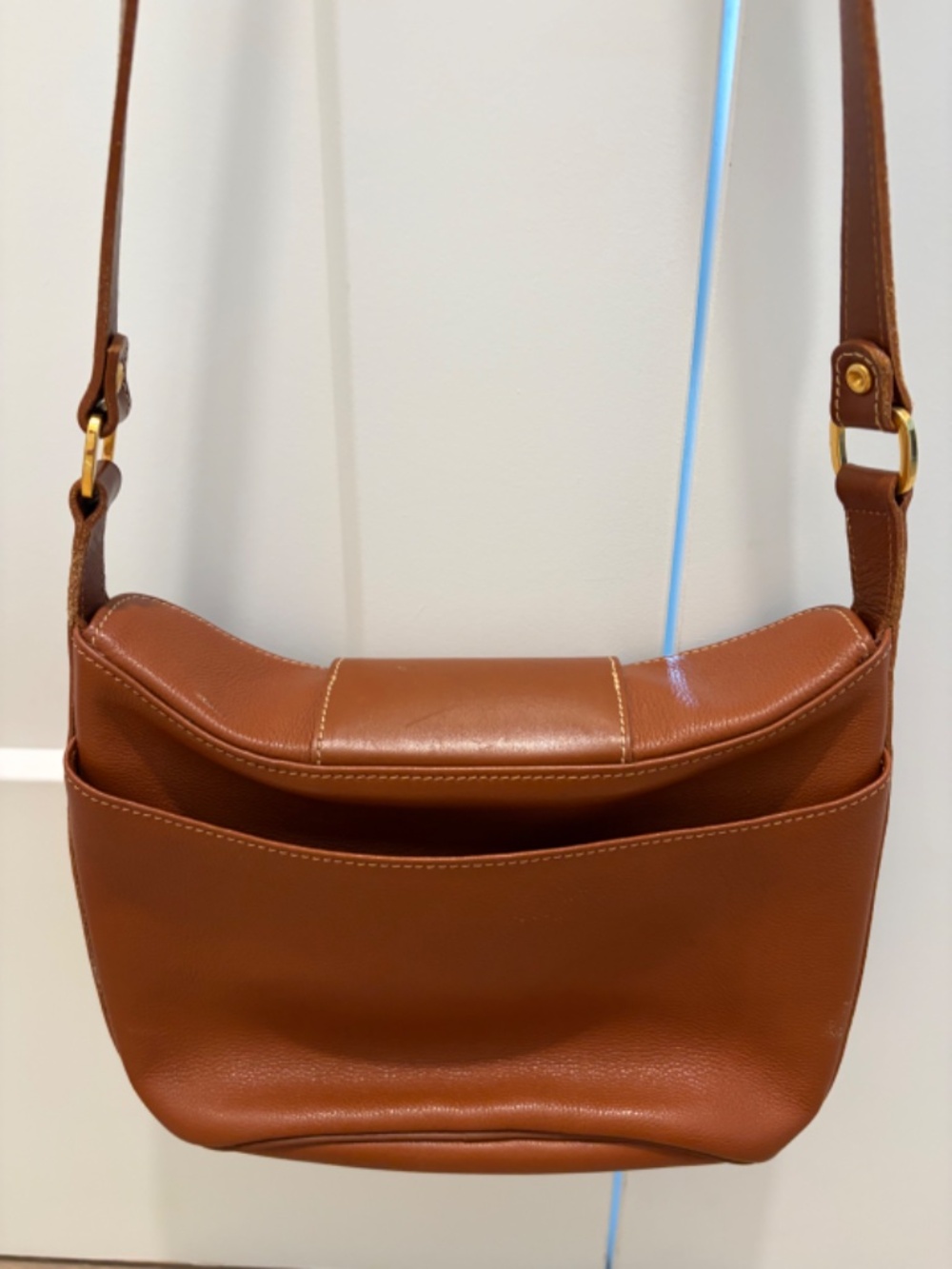 Longchamp rare vintage cognac leather cross body handbag - Picture 7 of 8